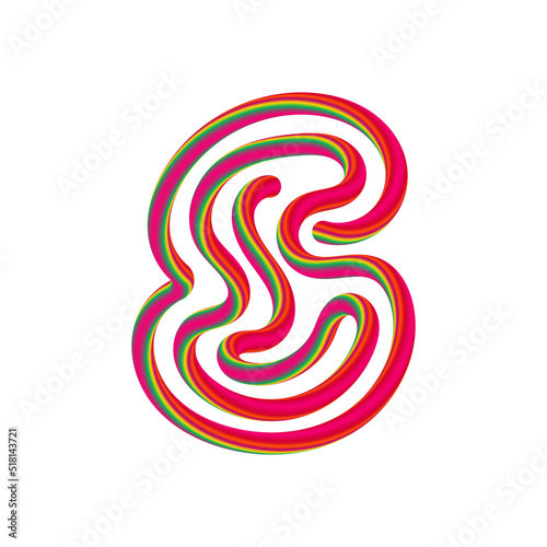 5 number with swirl candy. Vector candy and sugar font for bright logo  your application  sweet identity and more
