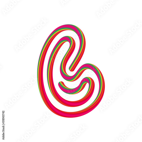 6 number with swirl candy. Vector candy and sugar font for bright logo, your application, sweet identity and more