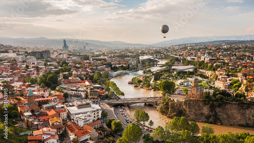 The urban landscape of Tbilisi in the daytime. Bird's-eye view photo