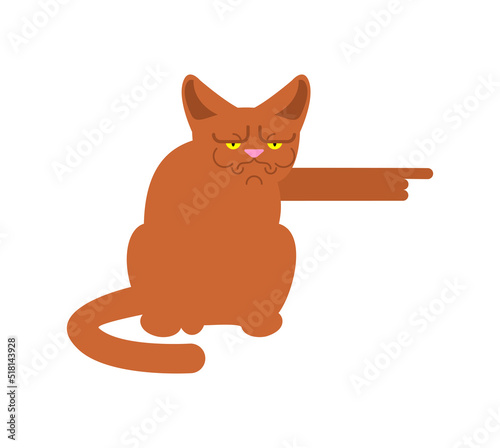 Resentful cat. Pet is offended. bad home animal Vector illustration