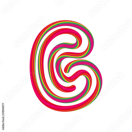 G letter with swirl candy. Vector candy and sugar font for bright logo, your application, sweet identity and more