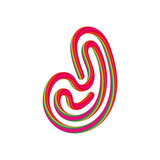 J letter with swirl candy. Vector candy and sugar font for bright logo, your application, sweet identity and more