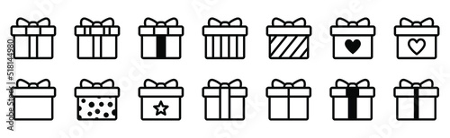 Present gift box icon. Vector isolated elements. Christmas gift icon illustration vector symbol. Surprise present linear design. Stock vector.
