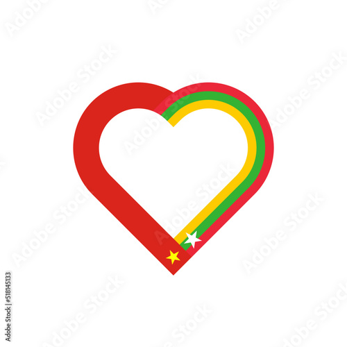 friendship concept. heart ribbon icon of vietnam and myanmar flags. vector illustration isolated on white background