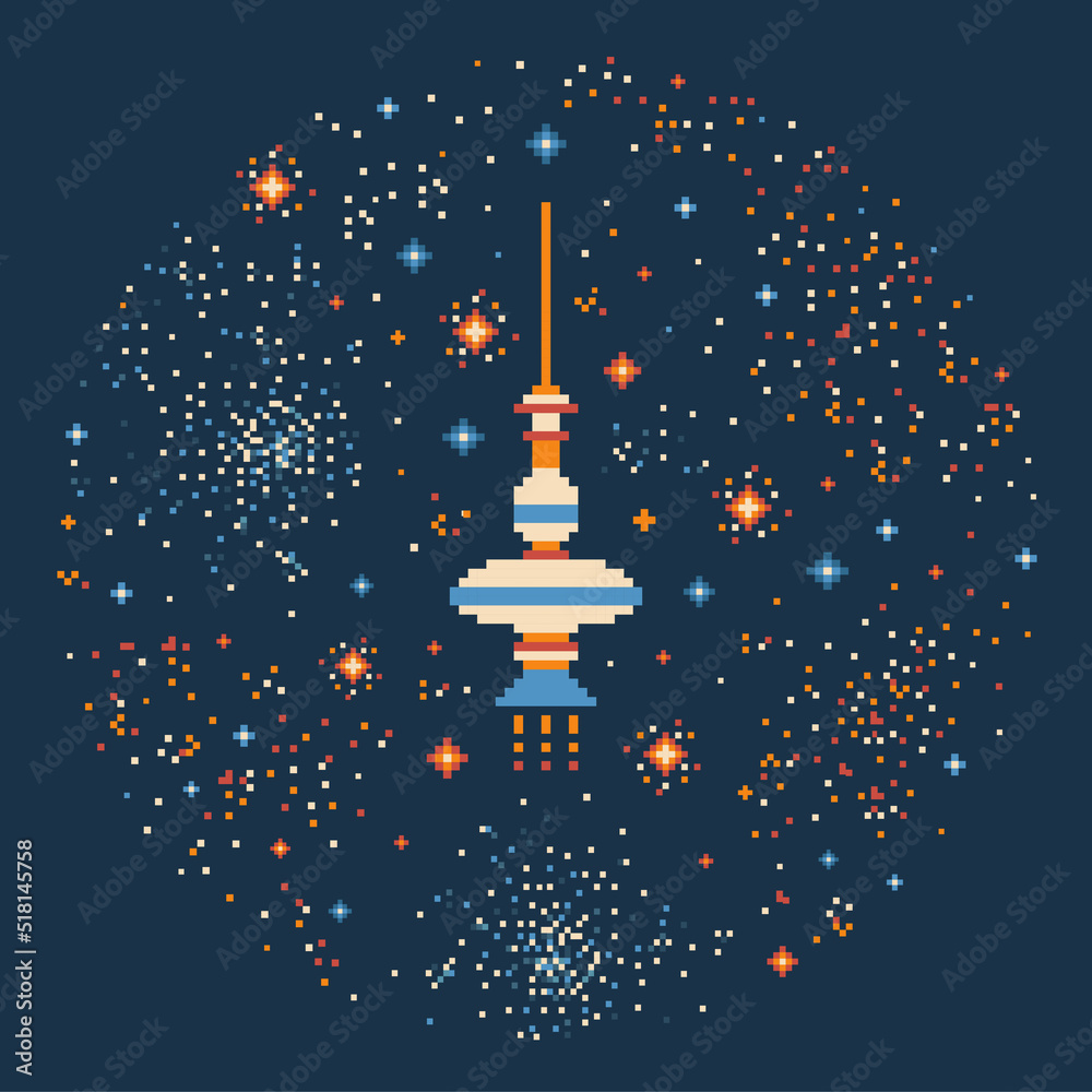 8 bit Pixel Art Spaceship in Outer Space Stock Vector | Adobe Stock