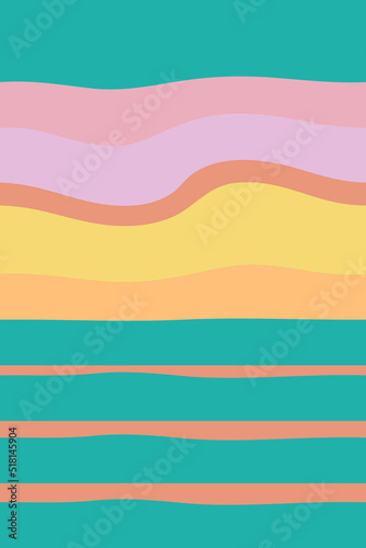 Summer sea abstract pattern with sunrise sky. Perfect colorful background for poster, flyer, banner. Vertical backdrop marine illustration for decor and design.