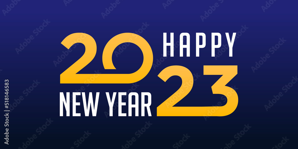 Happy New Year 2023 logo design. New year 2023 text design vector template.