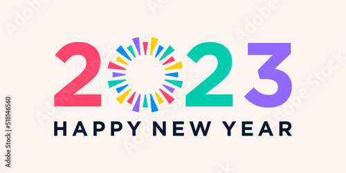 Happy New Year 2023 logo design. New year 2023 text design vector template.