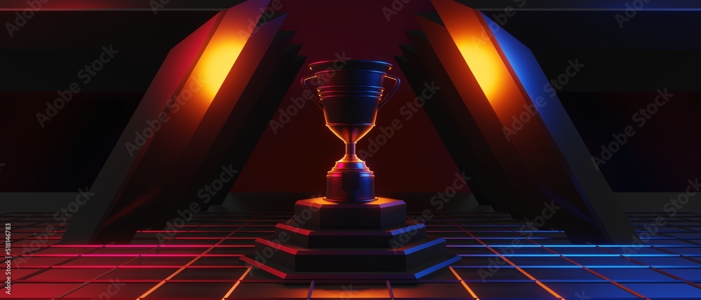 Champion cup prêmio torneio videogame de jogos scifi vermelho azul