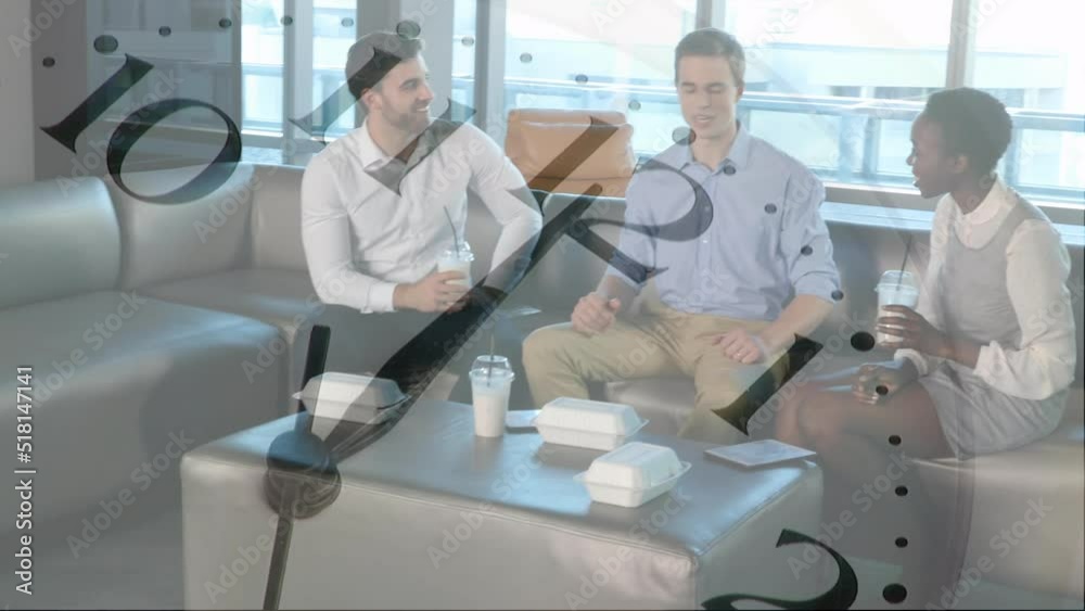 Animation of clock over diverse group of business people Animation of clock over diverse group of business people