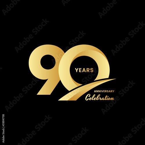 90 years anniversary celebrations logo design concept. Vector templates