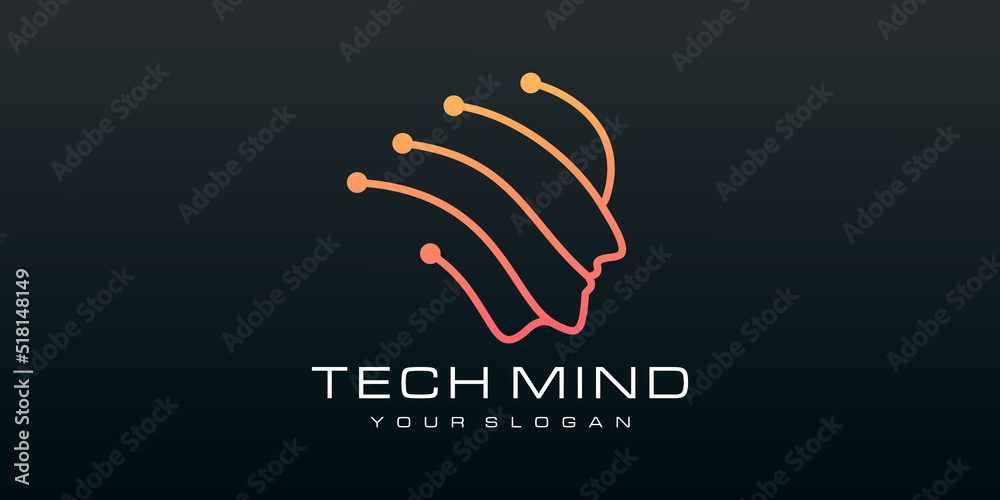 Obraz premium Head human smart technology logo design icon vector