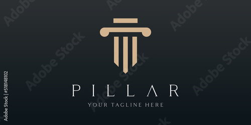 justice law logo design template. attorney logo with pillar and star shape illustration
