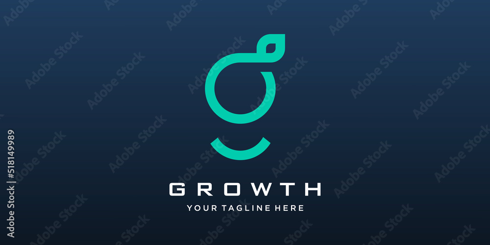 Obraz premium Initial Letter g and leaf Logo design vector.