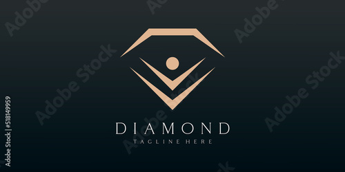 Luxury Diamond jewelry with people Logo Vector Design.