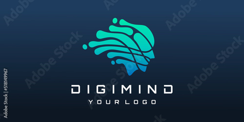 Head human smart technology logo design icon vector