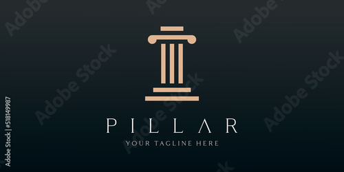justice law logo design template. attorney logo with pillar and star shape illustration