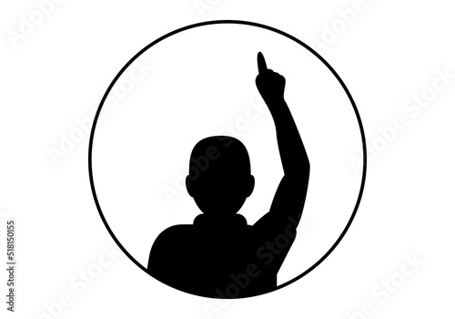 Símbolo o icono de niño levantando la mano