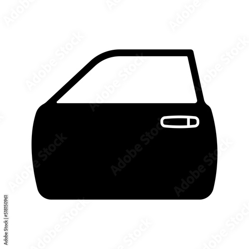 Front car door icon. Black silhouette. Front side view. Vector simple flat graphic illustration. Isolated object on a white background. Isolate.