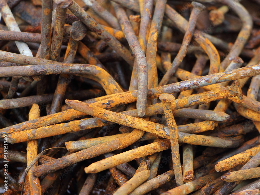 Old rusty nails background texture