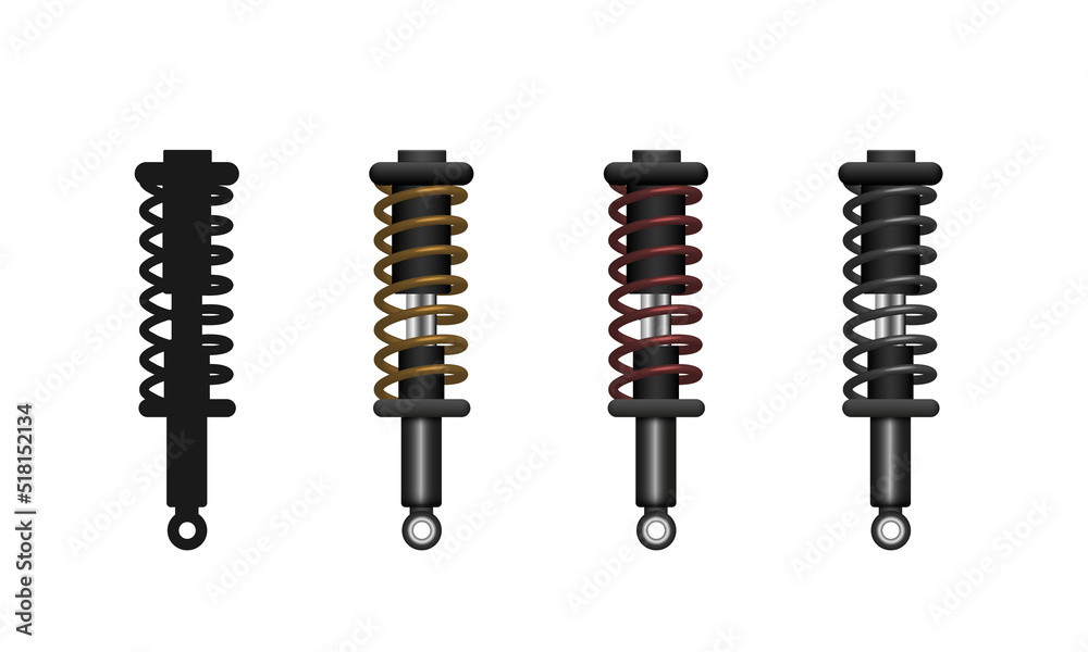 Strut. Shock absorber. Rear shock absorber. Vector realistic clipart isolated on white background.
