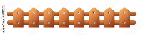Brown fence. Cartoon fence. Vector clipart isolated on white background.