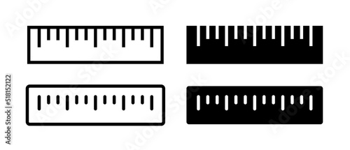 Yardstick. Measuring ruler set.  Vector clipart isolated on white background.
