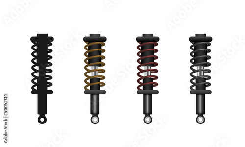 Strut. Shock absorber. Rear shock absorber. Vector realistic clipart isolated on white background.
