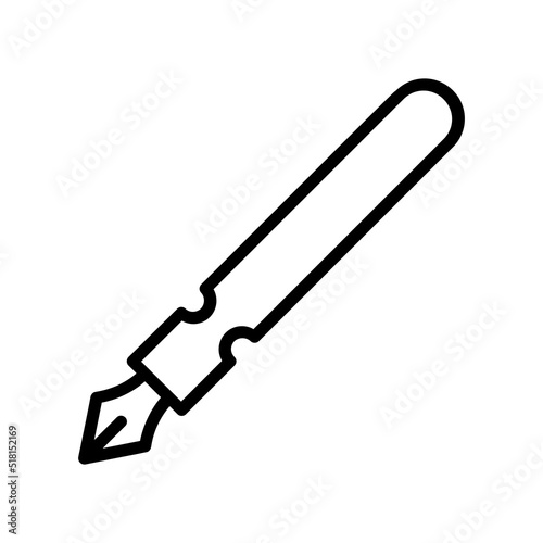 Calligraphy Pen Icon. Line Art Style Design Isolated On White Background