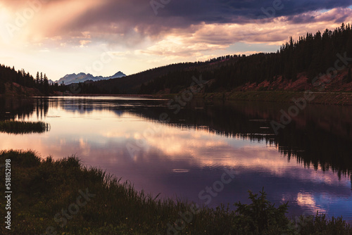 Reflections of Clouds at Sunset in Colorado Rocky Mountain Lake