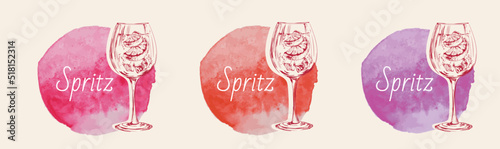 Spritz Hand Drawn Summer Cocktail Drink Vector Illustration
