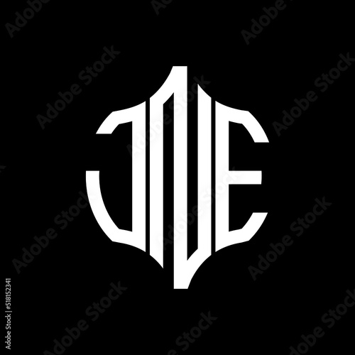 JNE letter logo. JNE best black background vector image. JNE Monogram logo design for entrepreneur and business.
 photo