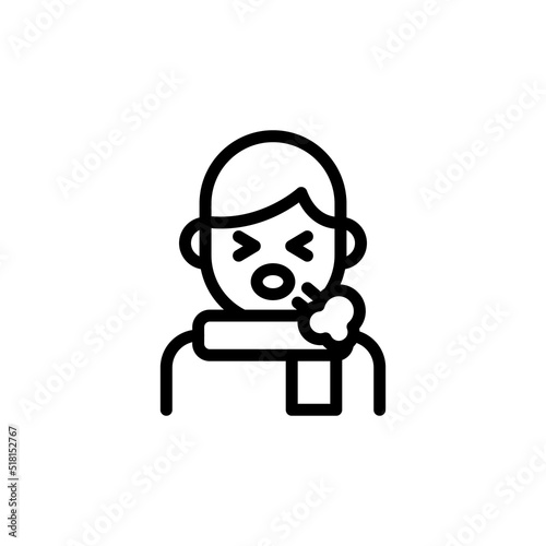 Cough Icon. Line Art Style Design Isolated On White Background