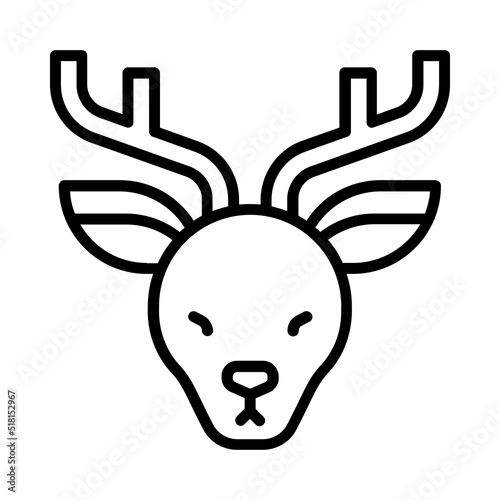 Deer Icon. Line Art Style Design Isolated On White Background