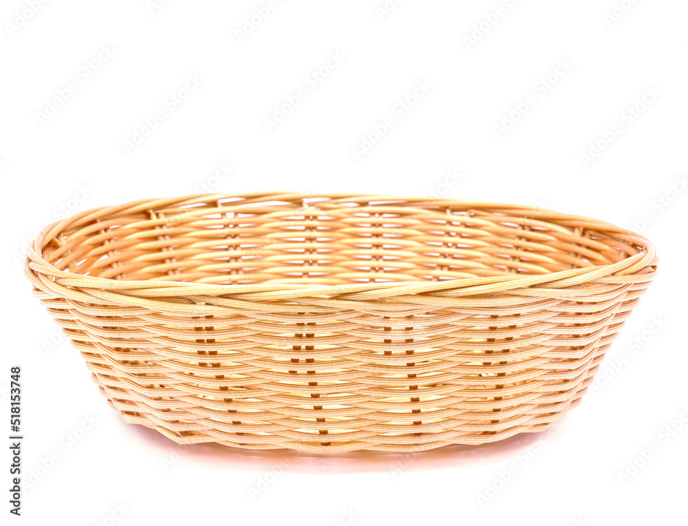 wicker basket on a white background.