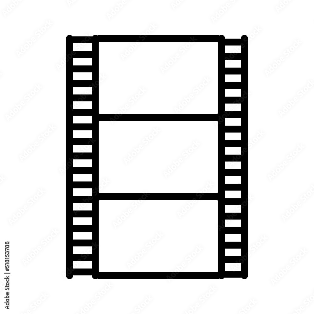 Film Strip Icon. Line Art Style Design Isolated On White Background