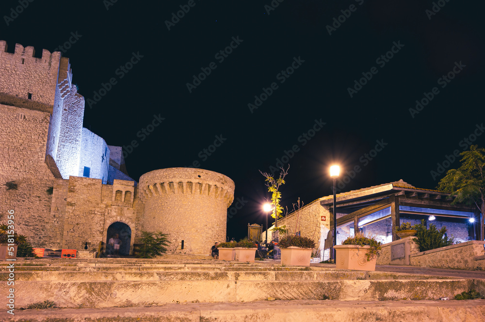 Italy, July 2022: architectural and naturalistic details on the island of San Nicola in the archipelago of the Tremiti Islands in Puglia
