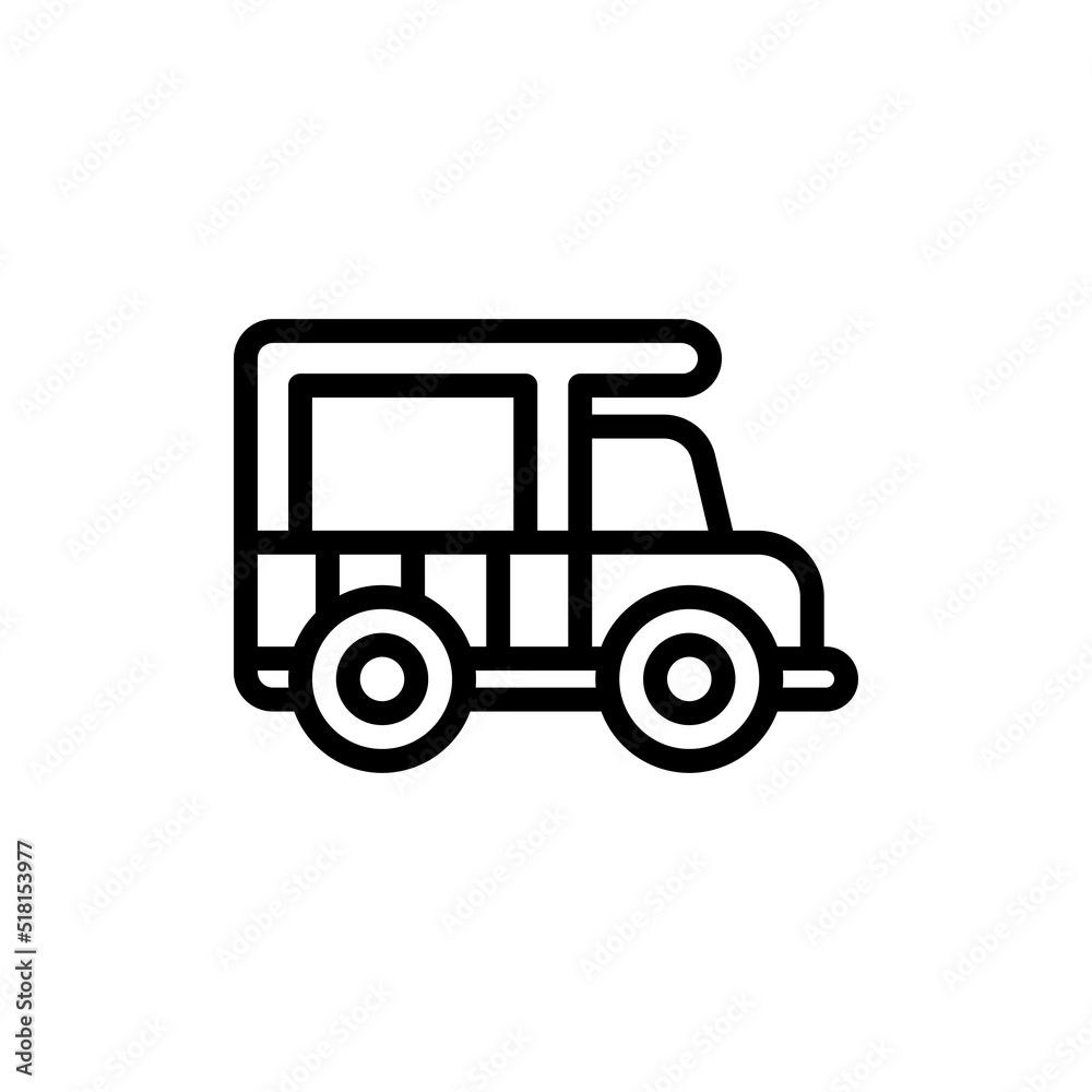 Food Truck Icon. Line Art Style Design Isolated On White Background