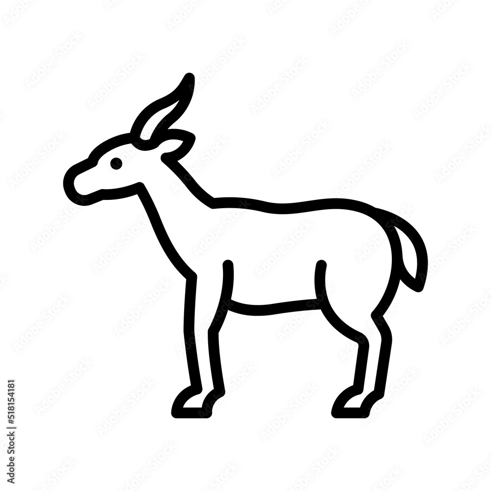 Gazelle Icon. Line Art Style Design Isolated On White Background