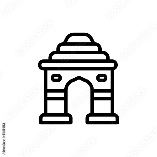 Gate Of India Icon. Line Art Style Design Isolated On White Background