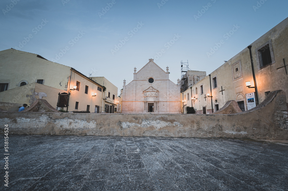 Italy, July 2022: architectural and naturalistic details on the island of San Nicola in the archipelago of the Tremiti Islands in Puglia
