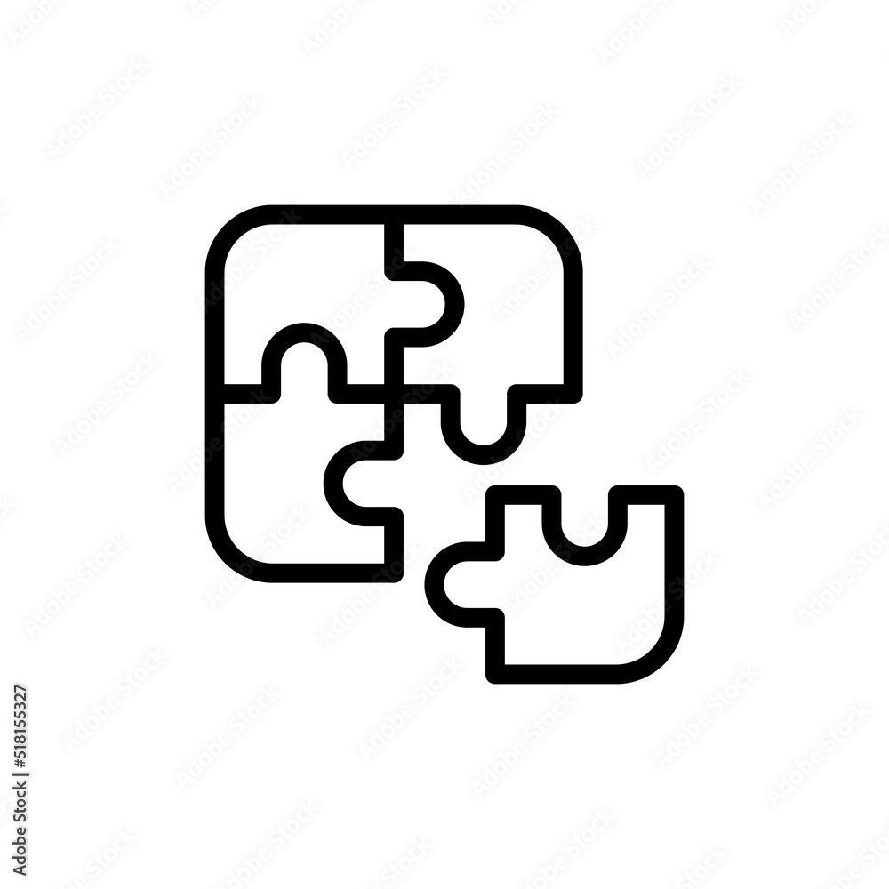 Jigsaw Icon. Line Art Style Design Isolated On White Background