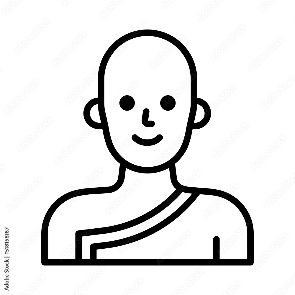 Monk Icon. Line Art Style Design Isolated On White Background