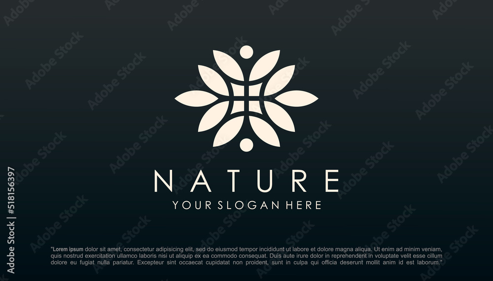 Lotus flower yoga logo design vector.