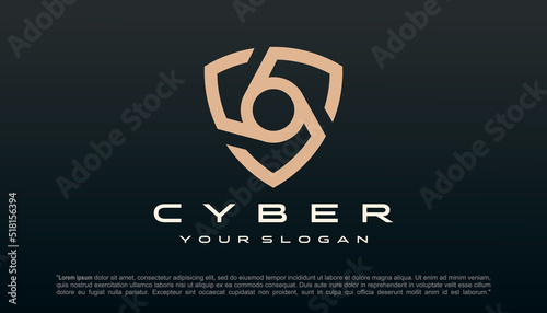 Shield logo vector design template, technology icon design.