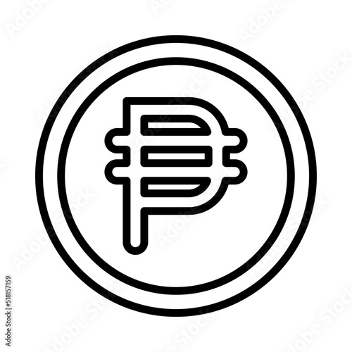 Peso Icon. Line Art Style Design Isolated On White Background