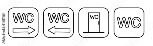 A set of toilet navigation icons. Wayfinding wc female male for disabled and mother and child room. Vector illustration