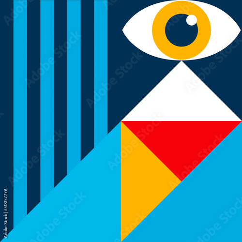 Geometry abstract bauhaus background vector minimal 20s style with figures and shapes circle, triangle. square. Human psychology and mental health concept illustration. 10 eps