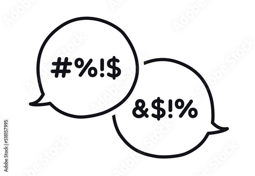 Bad swear talk speech bubble hand draw line style-concept illustration, obscene behavior, broken communication. Vector 10 eps