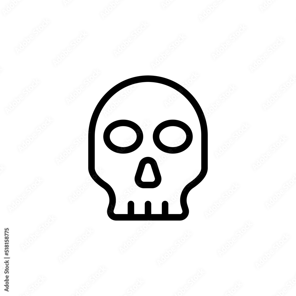 Skull Icon. Line Art Style Design Isolated On White Background
